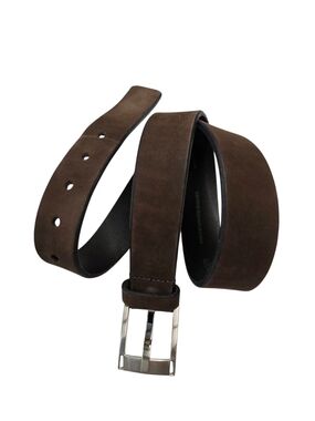 Donald J. Pliner Dark Brown Suede Belt with Silver Buckle